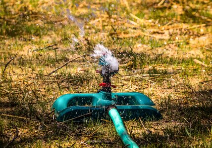 New lawn irrigation system watering photo