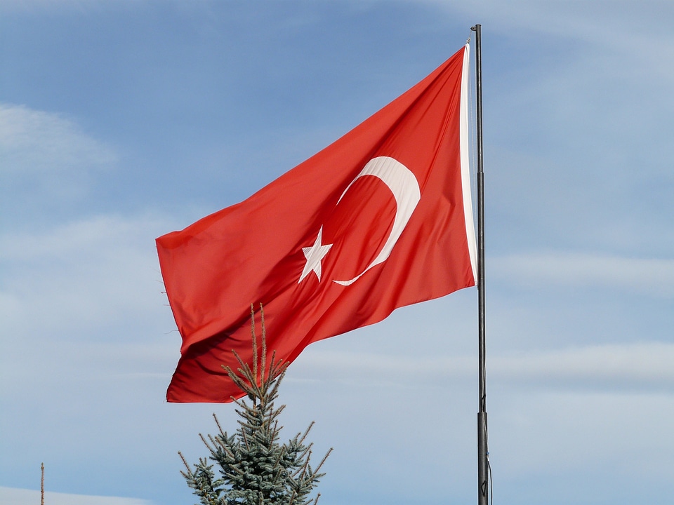 Turkish crescent national flag
