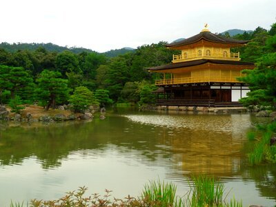 Japan the scenery temple of the golden pavilion photo
