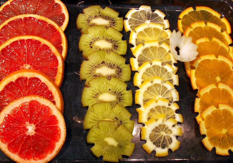 Fruits oranges kiwi