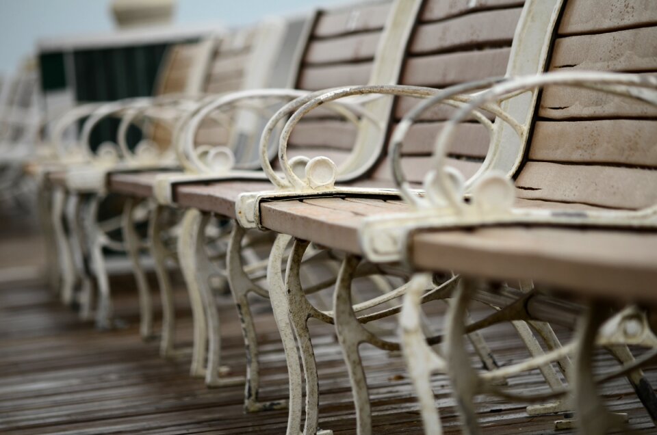 Bench outdoors rainy day