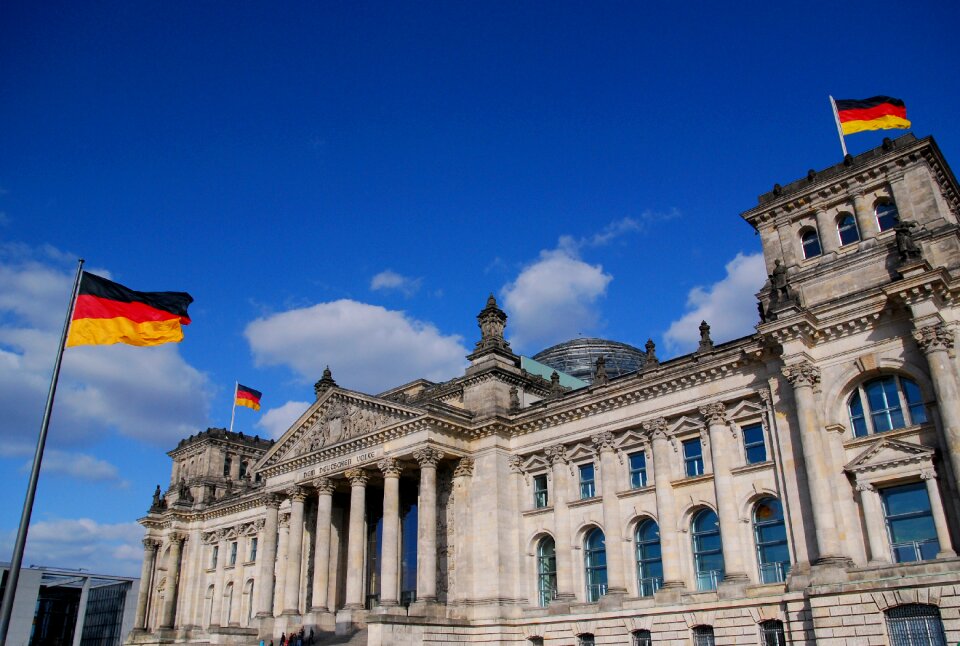 Bundestag blue sky flag photo