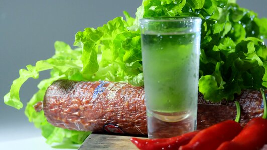 Sausage still life alcohol