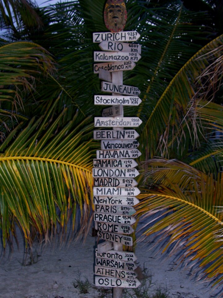 Crossroads island road sign