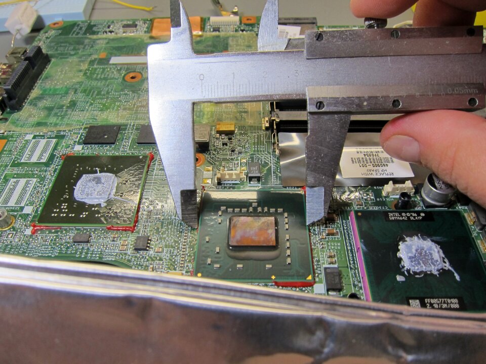 Integrated circuit caliper disassembled
