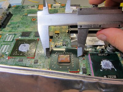 Integrated circuit caliper disassembled