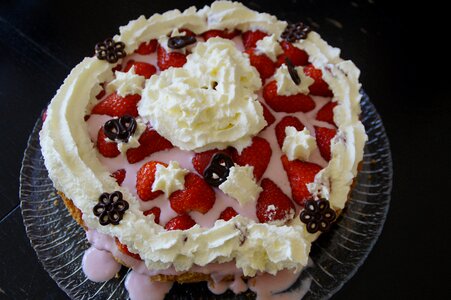 Strawberry pie cream cake heart photo