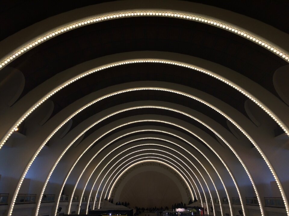 Shanghai exhibition center auditorium curved dome