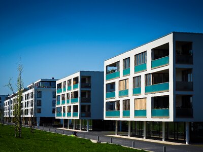 Facade houses colorful