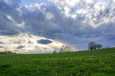 Field landscape clouds form photo