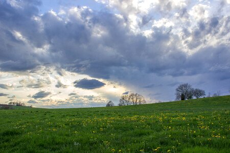 Field landscape clouds form