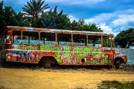 Bus trash sprayed