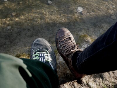 Feet outdoor river photo