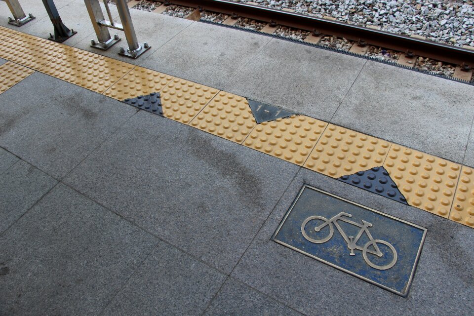 Train station platform bike photo