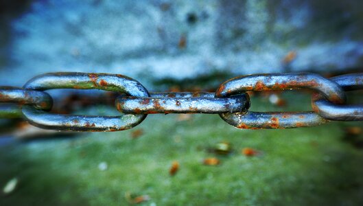Iron links of the chain weathered