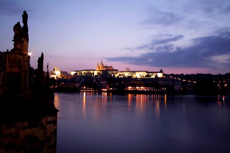 Night view bridge prague castle