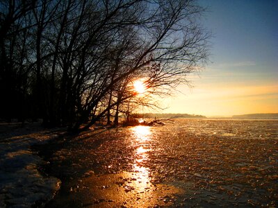 Sunset winter ice cover winter magic photo