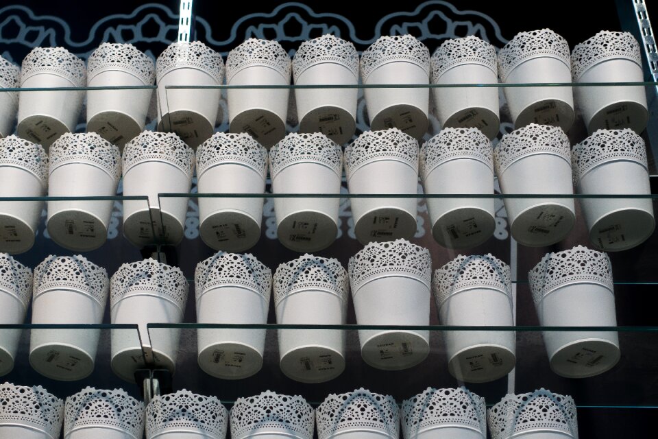 White presentation glass