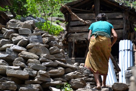 Old woman nepal stones photo