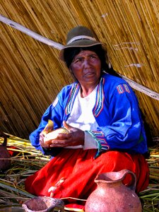 Peru lake titicaca woman photo