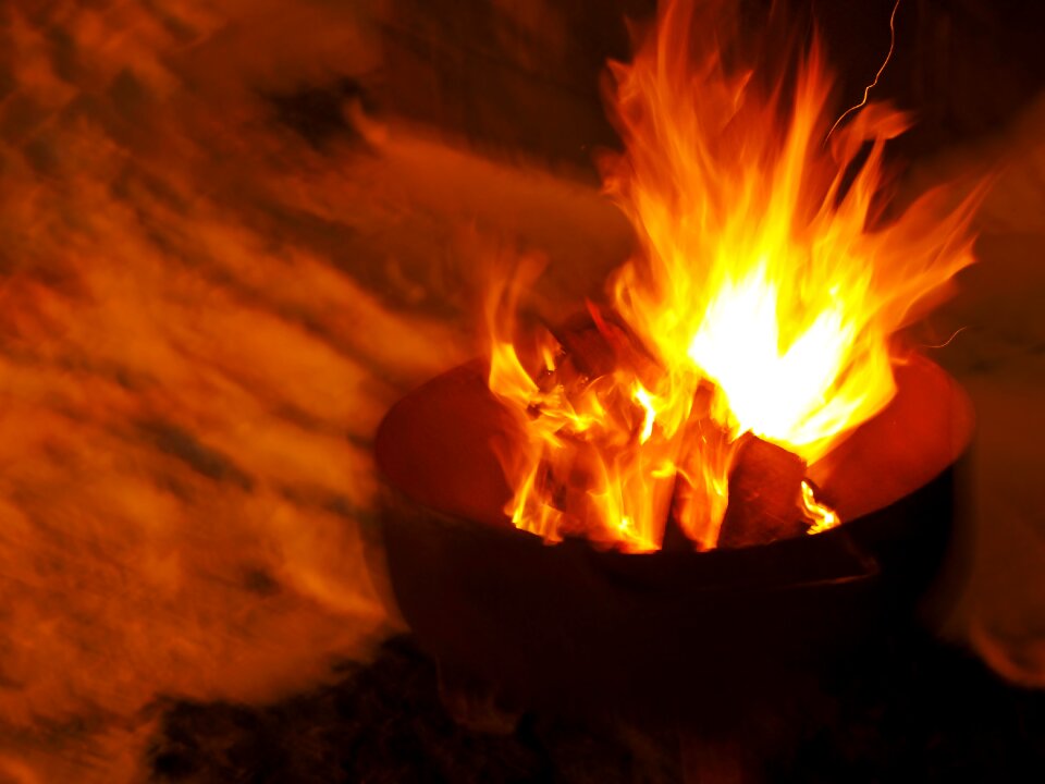 Flame fireplace cook