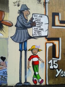 Cartoon character painted wall mural photo