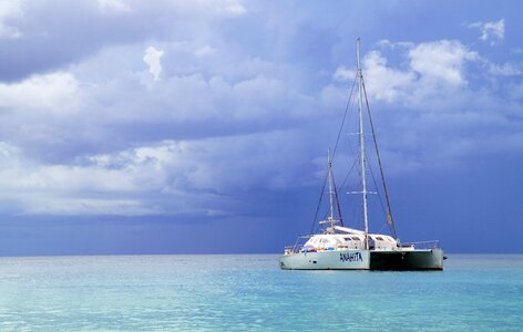 Water blue catamaran photo
