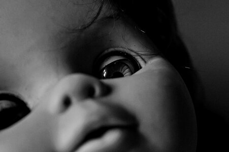 Doll black and white eye