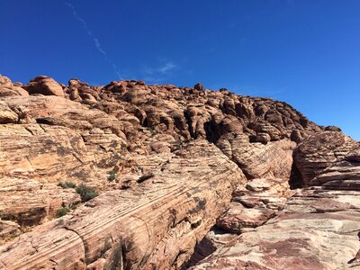 Red rock canyon rock blue sky background photo