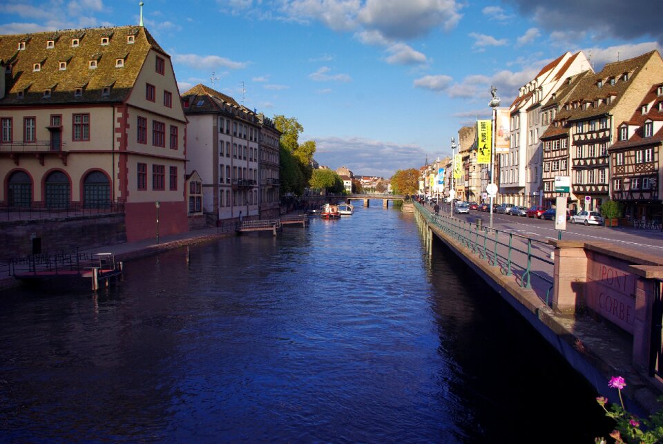 Bridge town on the river boats