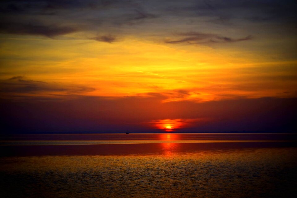 Lake balaton sunset in the evening photo