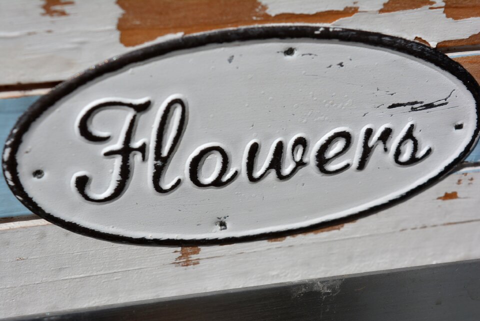 Metal flowers font photo