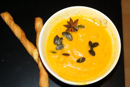Pumpkin soup warm vegetarian photo