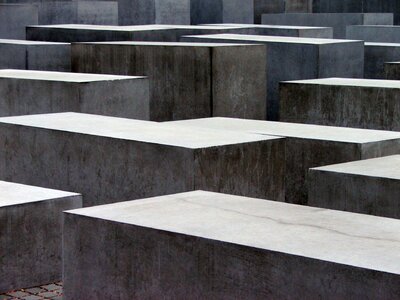 Holocaust monument berlin against light