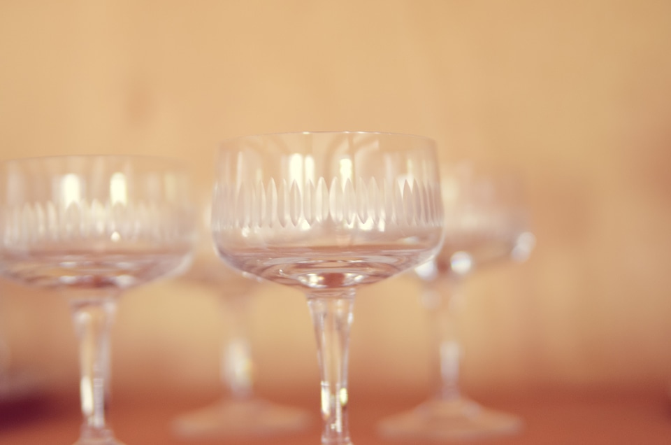 Crystal glass transparent close up