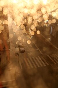 Pedestrian crossing city rain