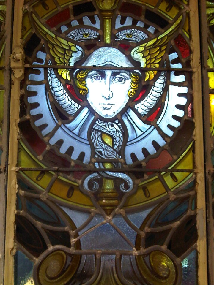 Stained glass window building madrid