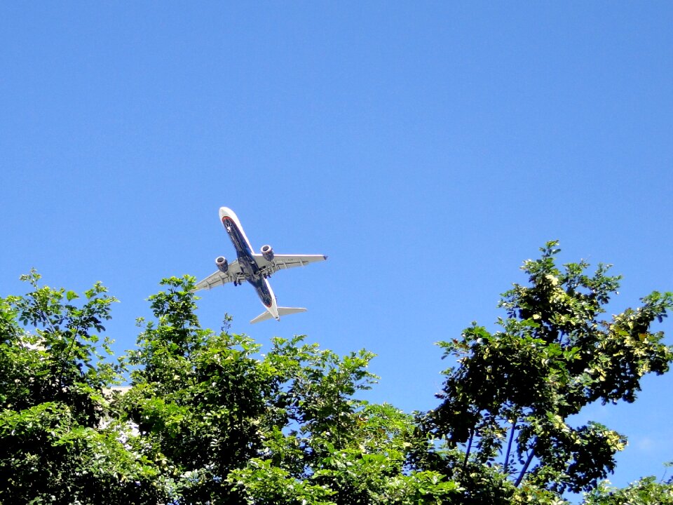 Plane take-off blue sky