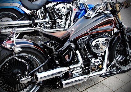 Two wheeled vehicle chrome gloss exhaust photo