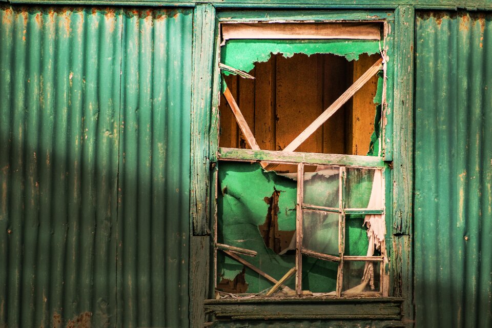 Window abandoned house tin