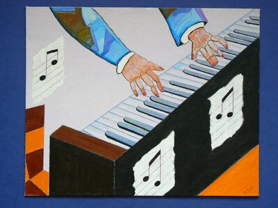 Hands piano keys photo