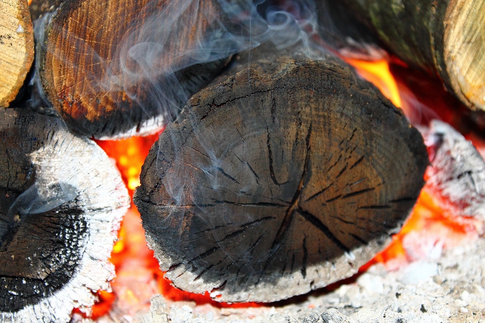 Smoke fireplace burn