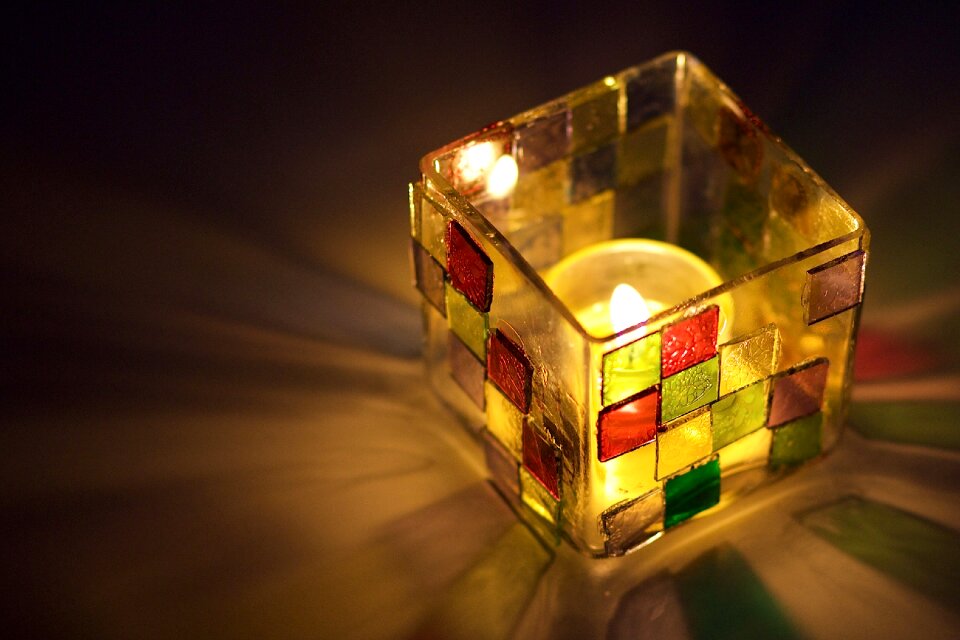Glass container candlelight