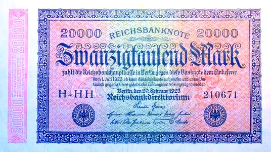 Imperial banknote weimar republic germany photo