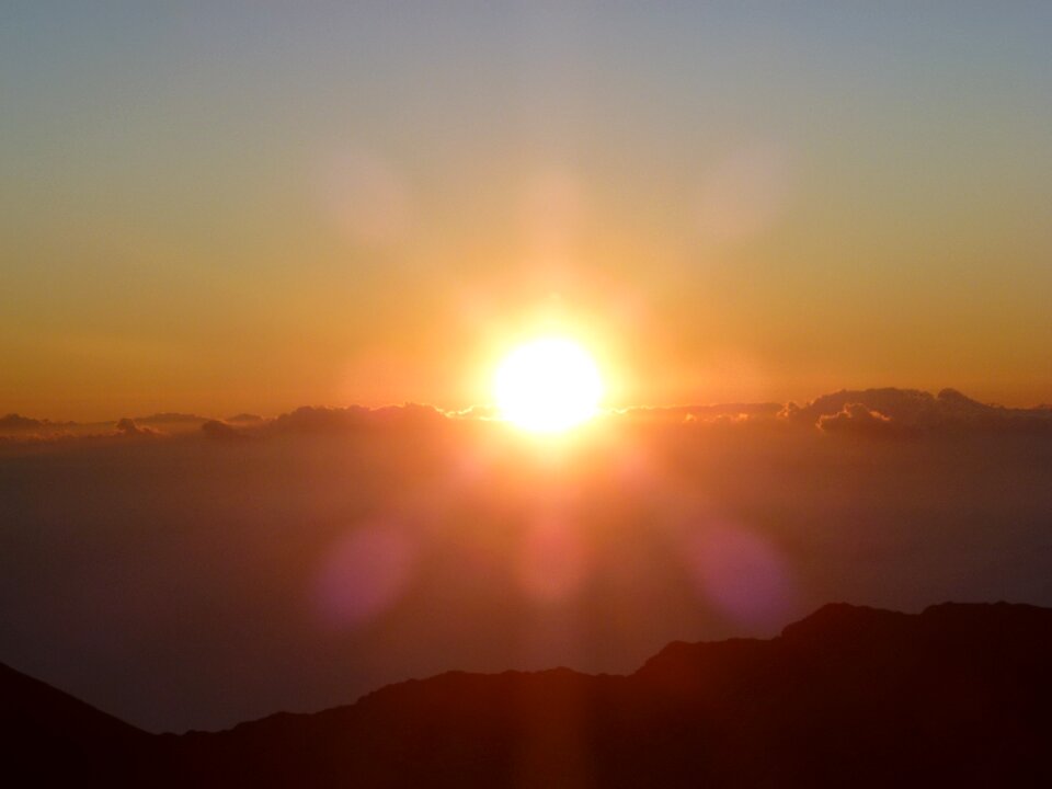 Volcano sky sun