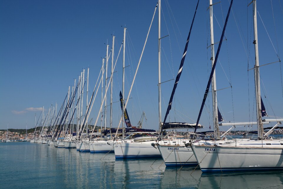 Port sailing boat fleet photo