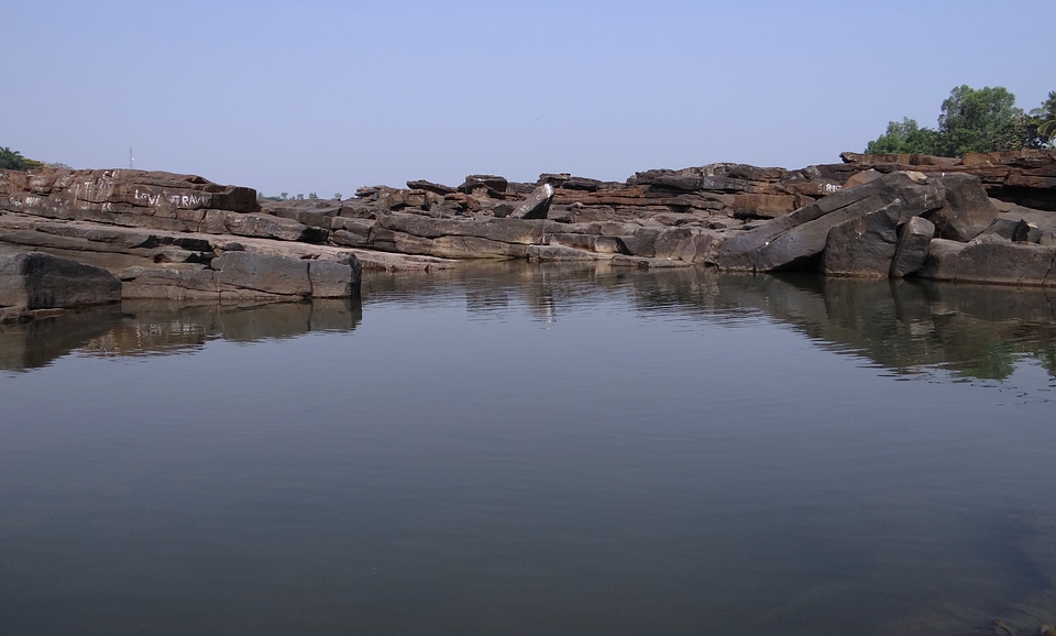 Water pool gokak falls rocks