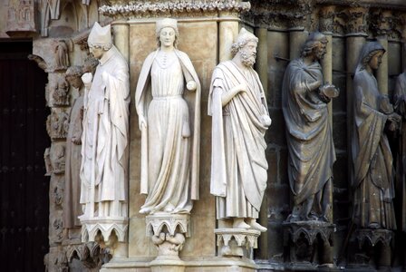 French gothic architecture portal statues photo