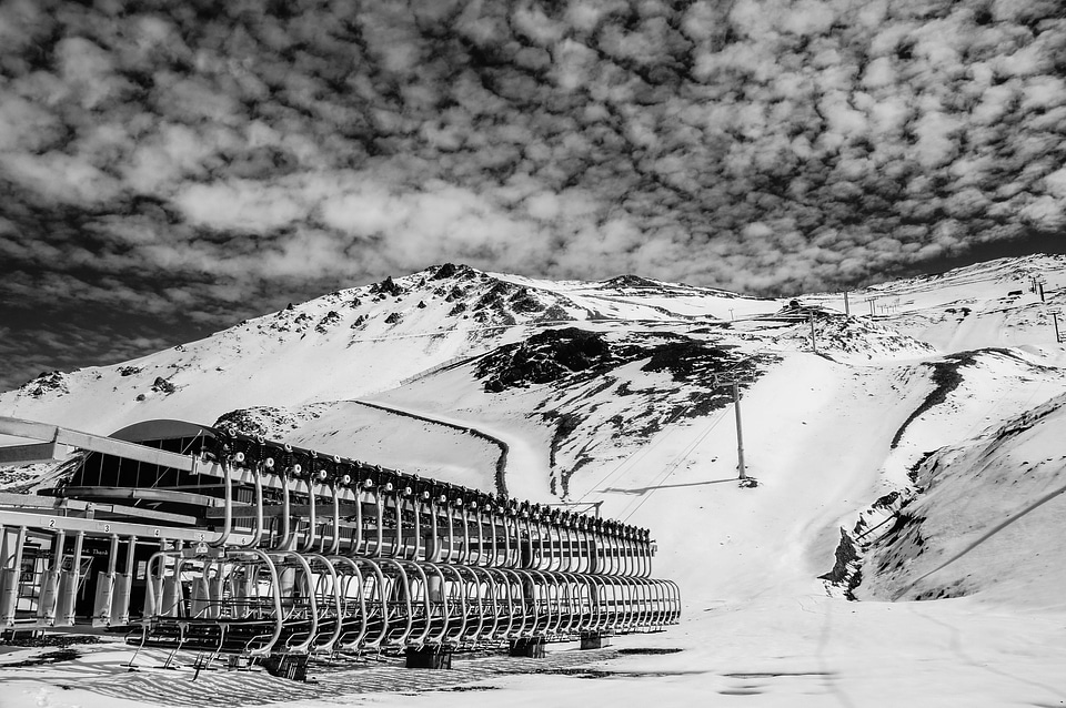 Ski area chairlift fleecy