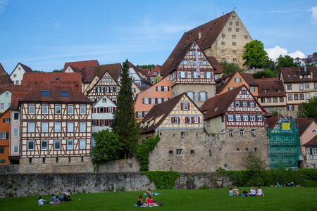 City view fachwerkhäuser middle ages